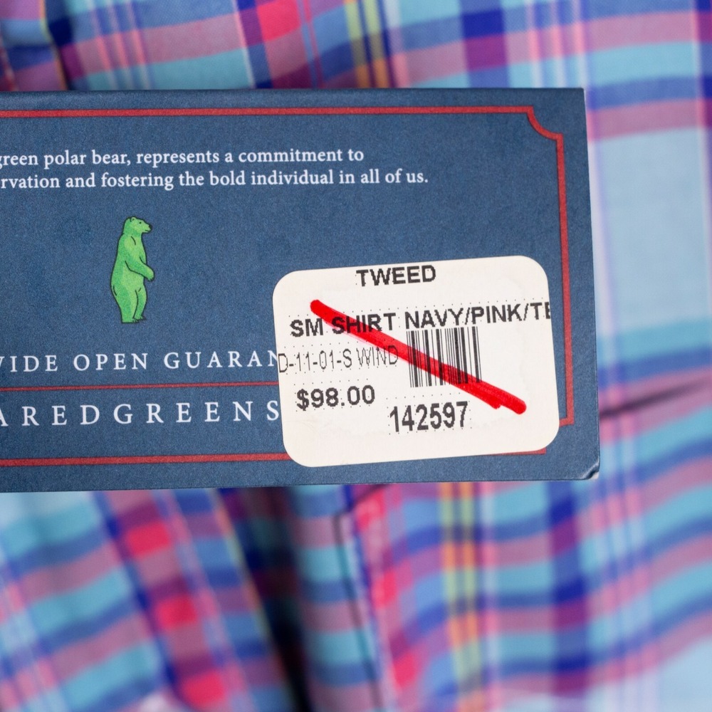 NWT Collared Greens Mens S Teal Blue Plaid LS Button‎ Front Shirt $98 MSRP - Picture 10 of 10